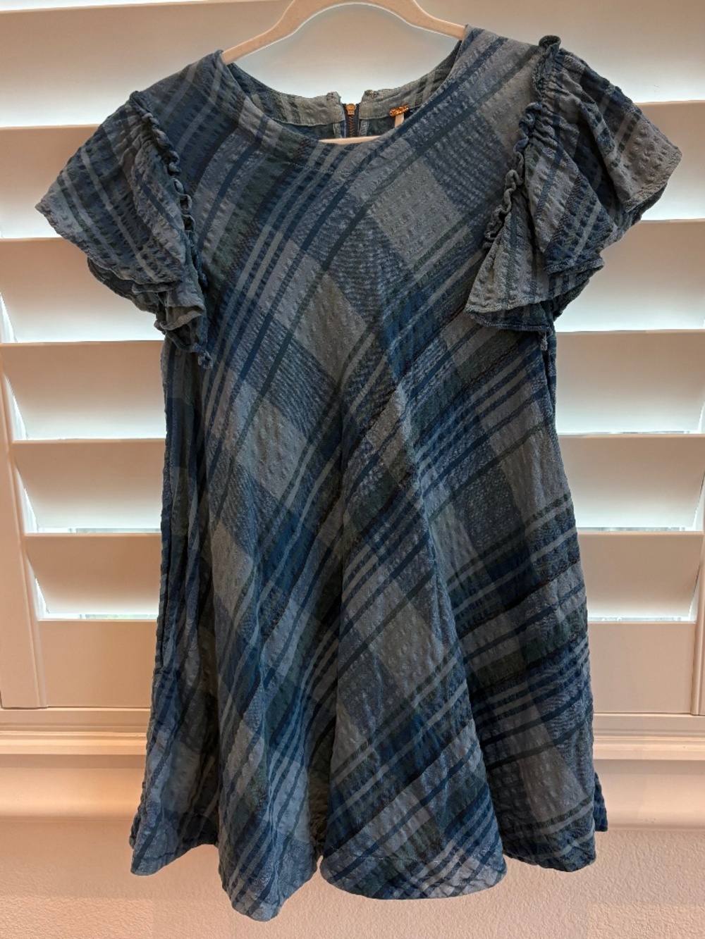 FREE PEOPLE EUC  XS PLAID MADRAS MINI DRESS